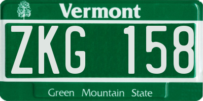 VT license plate ZKG158