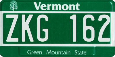 VT license plate ZKG162