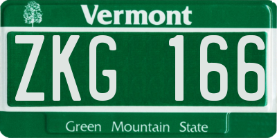VT license plate ZKG166