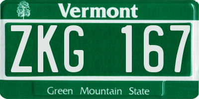 VT license plate ZKG167