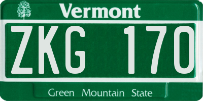 VT license plate ZKG170