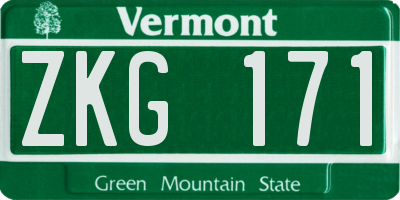 VT license plate ZKG171