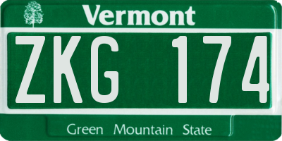 VT license plate ZKG174
