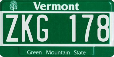 VT license plate ZKG178