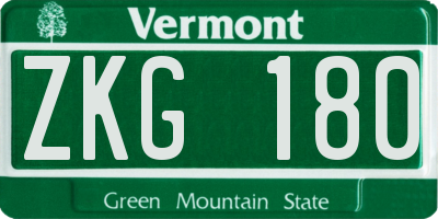 VT license plate ZKG180