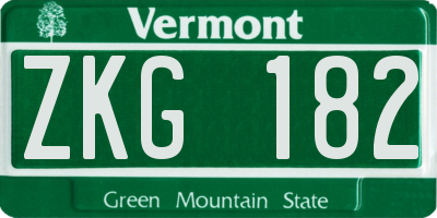 VT license plate ZKG182