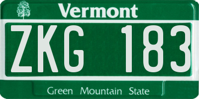 VT license plate ZKG183