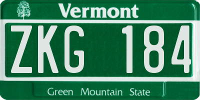 VT license plate ZKG184