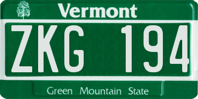 VT license plate ZKG194