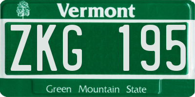 VT license plate ZKG195