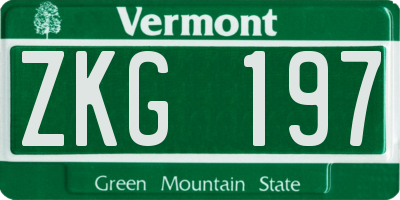 VT license plate ZKG197