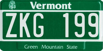 VT license plate ZKG199