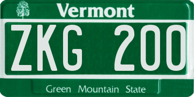 VT license plate ZKG200