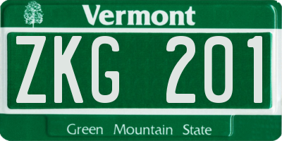 VT license plate ZKG201
