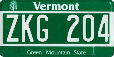 VT license plate ZKG204