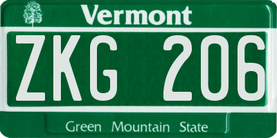 VT license plate ZKG206
