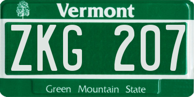 VT license plate ZKG207