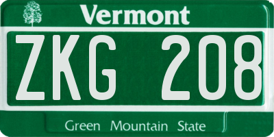 VT license plate ZKG208