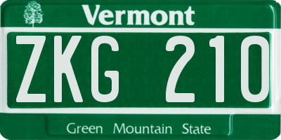 VT license plate ZKG210