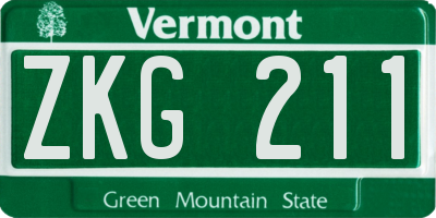 VT license plate ZKG211