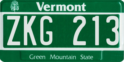 VT license plate ZKG213