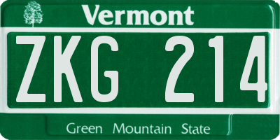 VT license plate ZKG214