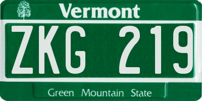 VT license plate ZKG219
