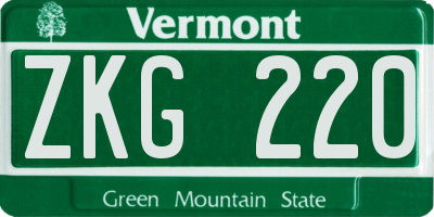 VT license plate ZKG220