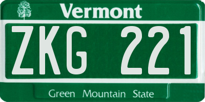 VT license plate ZKG221
