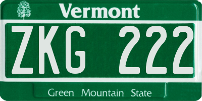 VT license plate ZKG222