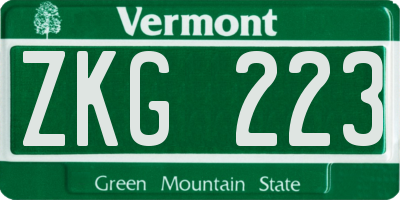 VT license plate ZKG223