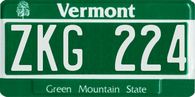VT license plate ZKG224