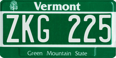 VT license plate ZKG225