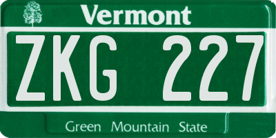 VT license plate ZKG227