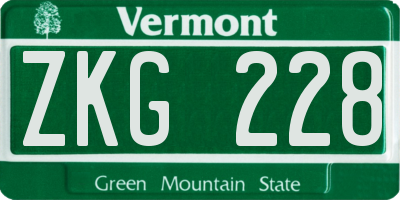 VT license plate ZKG228