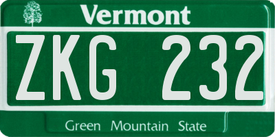 VT license plate ZKG232