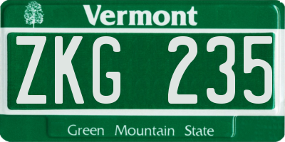 VT license plate ZKG235