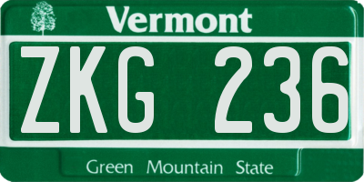 VT license plate ZKG236