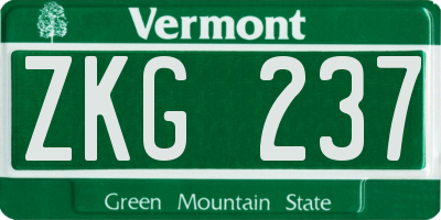 VT license plate ZKG237