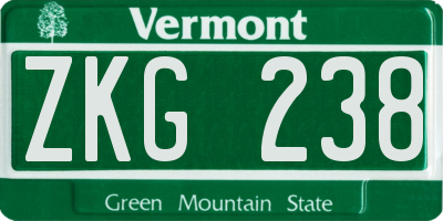 VT license plate ZKG238