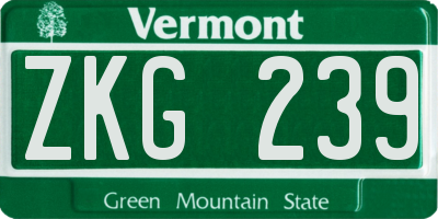 VT license plate ZKG239
