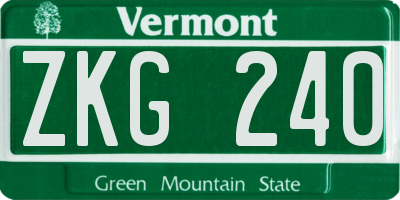 VT license plate ZKG240