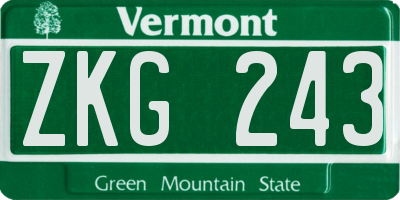 VT license plate ZKG243