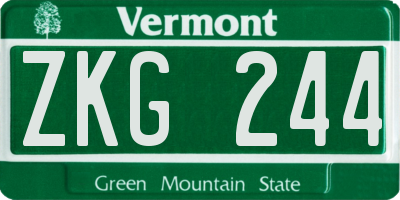 VT license plate ZKG244