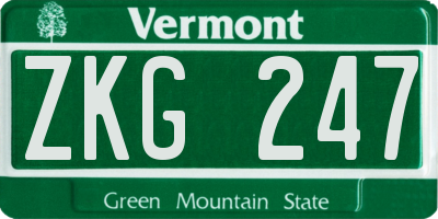 VT license plate ZKG247