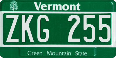VT license plate ZKG255