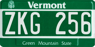 VT license plate ZKG256