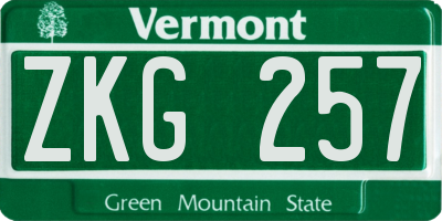 VT license plate ZKG257
