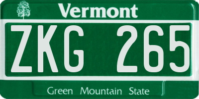 VT license plate ZKG265