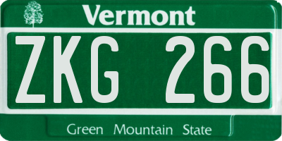 VT license plate ZKG266